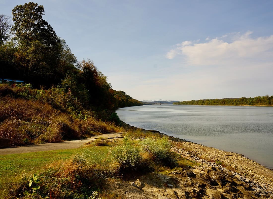 Brandenburg, KY - Ohio River With a Forest on the Left Side
