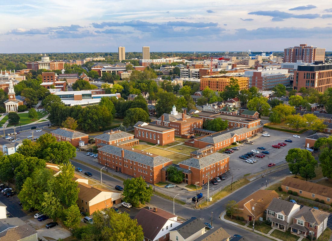 Owensboro, KY - Aerial View of Lexington, Kentucky on a Clear Bright Late Summer Day